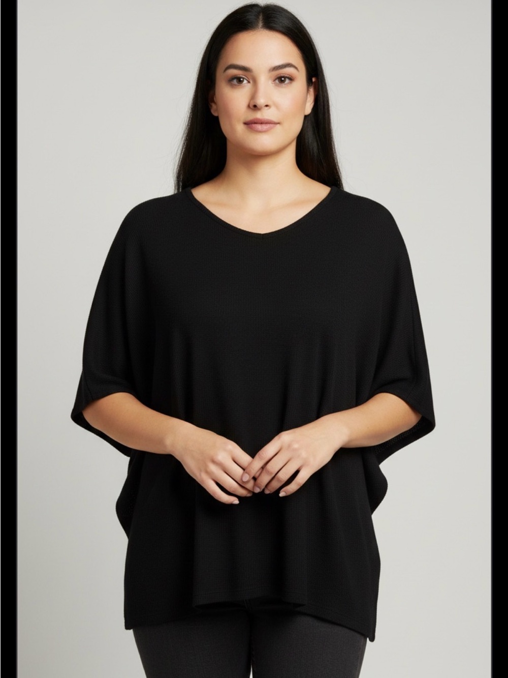 Andree Women's Black Wing Sleeve Top Shirt Blouse XL Extra Large